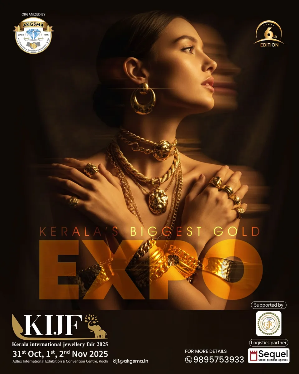 KIJF 2025 poster: portrait of a woman in gold jewellery against the word EXPO